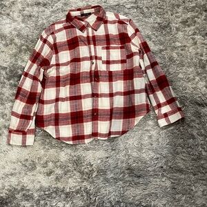 Love Tree Red and White Plaid Button Down Shirt